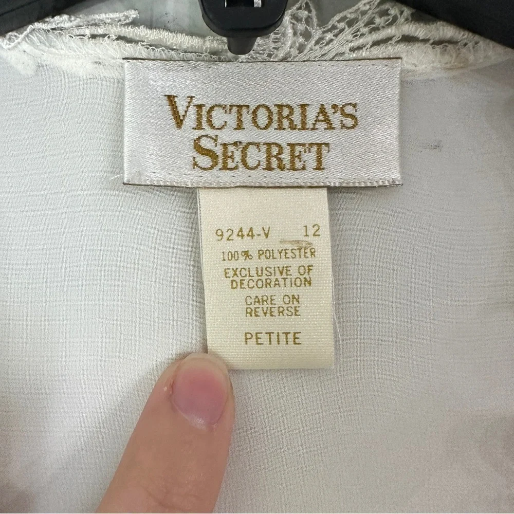 Victoria's Secret Vintage Gold Label Ivory Sheer Lace Lingerie Robe Medium